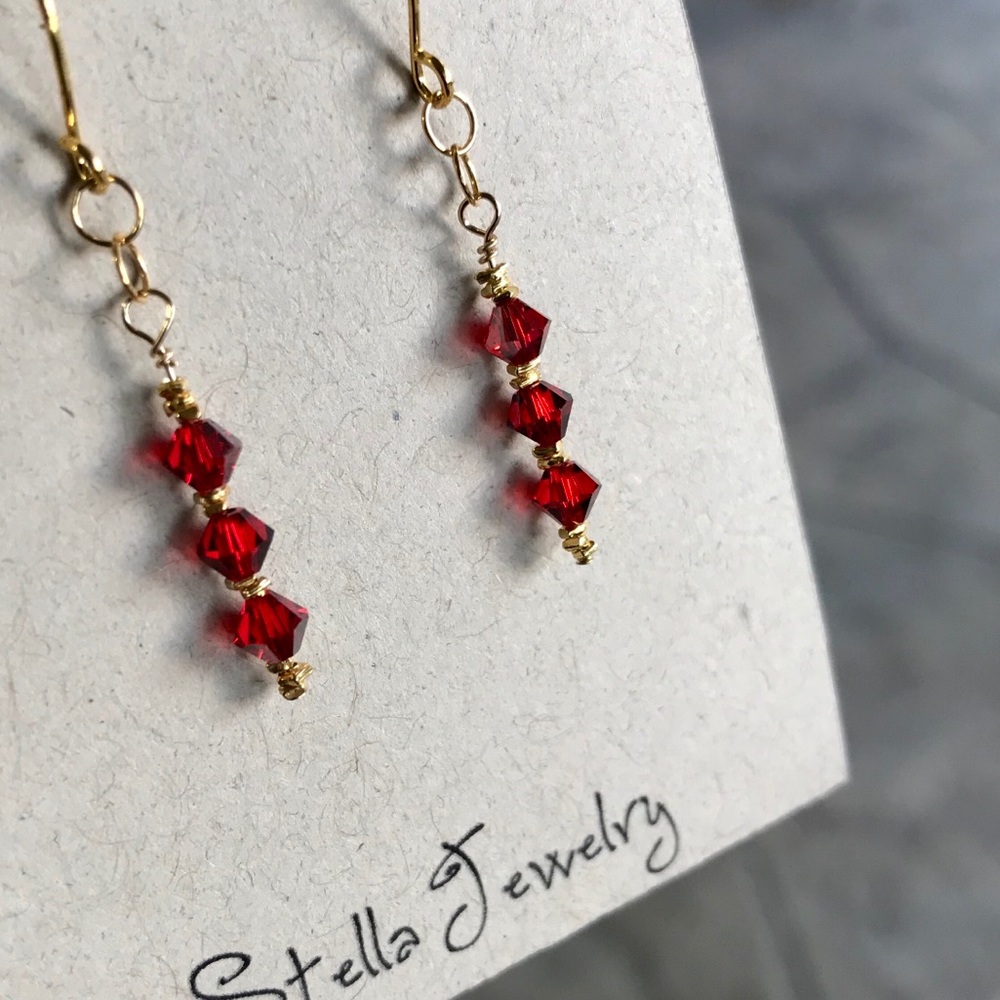 Swarovski Siam Satin finish earrings - Picture 2 of 3